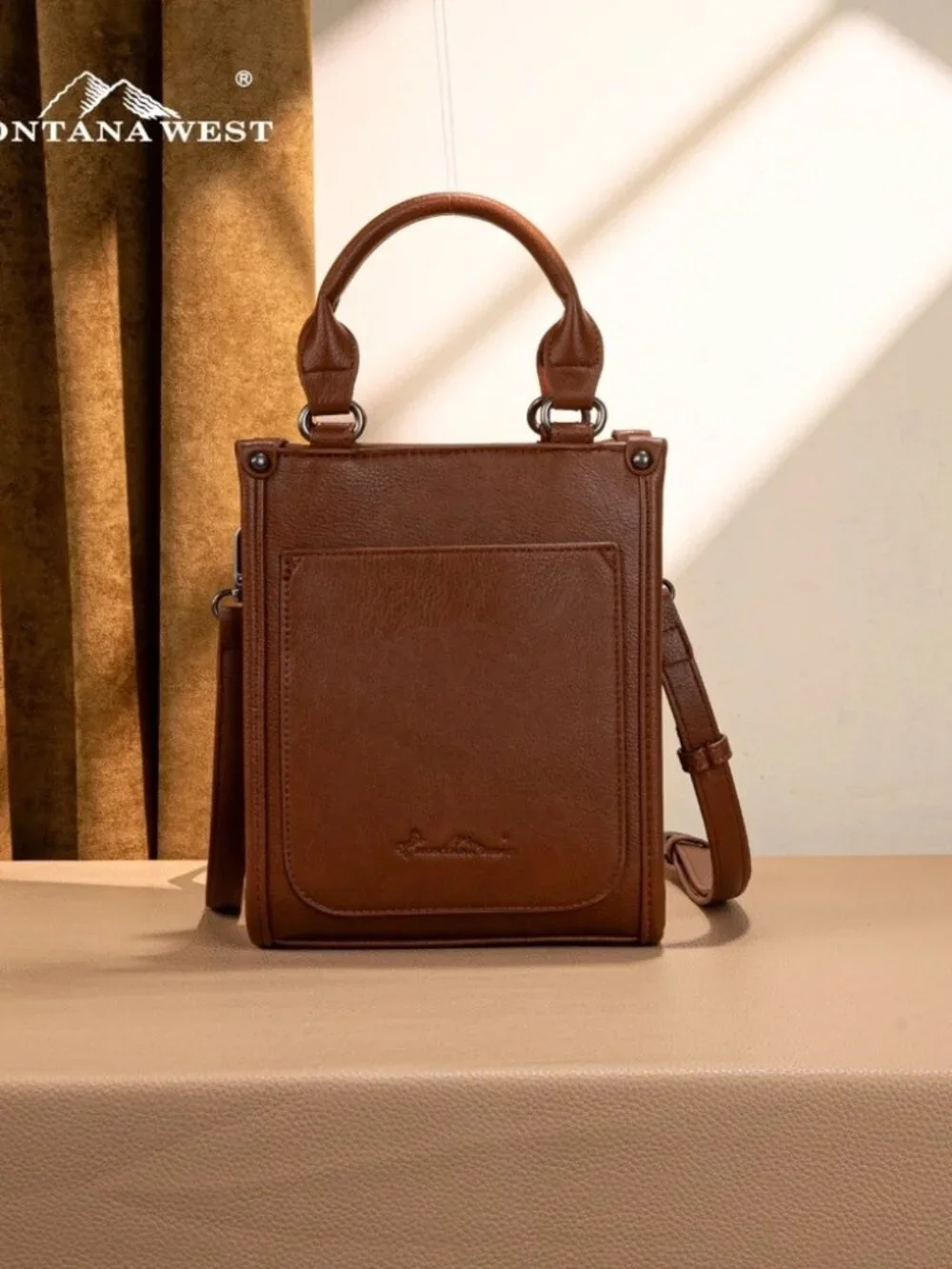 Montana West Embroidered Aztec Small Tote/Crossbody Brown